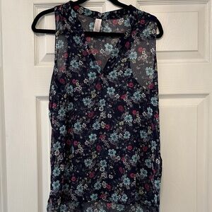 No Boundaries Navy Floral Sleeveless Blouse